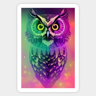 Colourful owl in pink and green Sticker